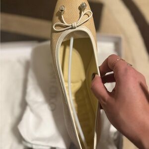 Jimmy Choo Tan and White Flats